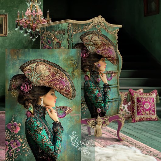 ファンタジービクトリアンポートレート蝶バロック 薄葉紙