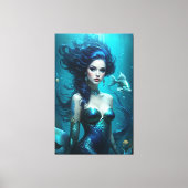 ファンタジービューティフルマーメイドプリンセスブルーウォーター キャンバスプリント (正面)