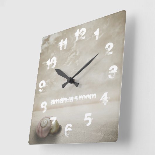 ファンタジービーチをテーマパーソナライズされた スクエア壁時計 (傾斜)