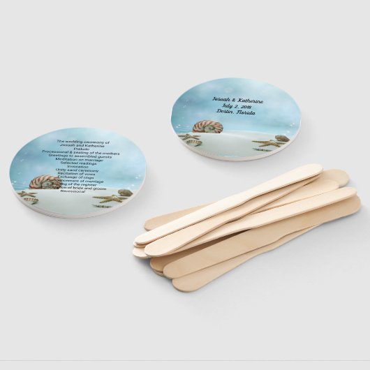 ファンタジービーチテーマ結婚式 プログラムファン ハンドファン (組立なし)