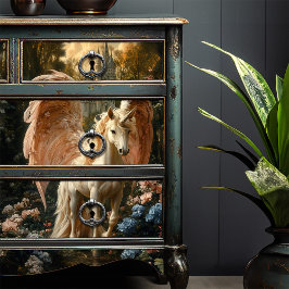 ファンタジーピンクと青の森のユニコーンのデコページ 薄葉紙