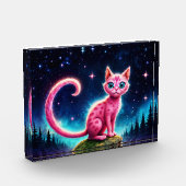 ファンタジーピンクの猫で魔法星空の夜森 フォトブロック (左)