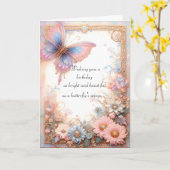 ファンタジーピンクバタフライカード カード (黄色い花)