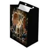 ファンタジーピンクフェアリーフォレストユニコーンウッドランド魔法 ミディアムペーパーバッグ (正面アングル)