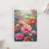 ファンタジーピンクフローラガーデン誕生日 カード (正面/裏面インサイチュ)