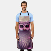 ファンタジーピンクフワフワかわいいフクロウ エプロン (着用した状態)
