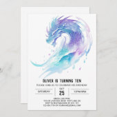 ファンタジーファイアードラゴン誕生日 招待状 (正面/裏面)