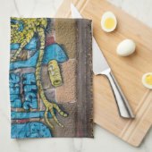 ファンタジーファンキー角フクロウ落書き キッチンタオル (四つ折り)