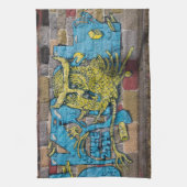 ファンタジーファンキー角フクロウ落書き キッチンタオル (縦)