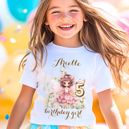 ファンタジーフェアリーの野の花パステル誕生日 Tシャツ