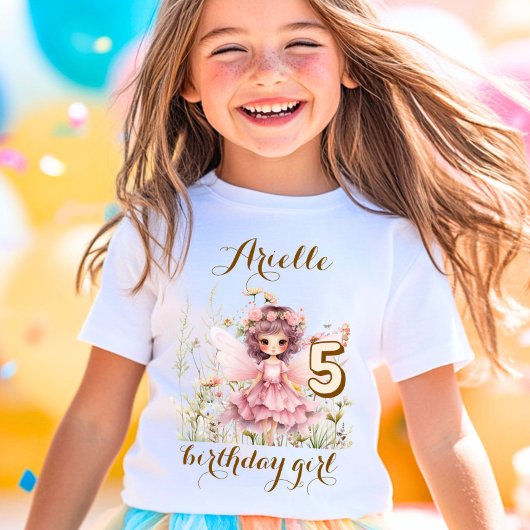 ファンタジーフェアリーの野の花パステル誕生日 Tシャツ