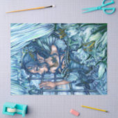 ファンタジーフェアリーアニメガールビクトリアンブルー 薄葉紙 (クラフト)