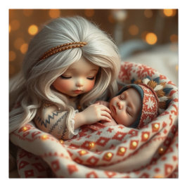 ファンタジーフェアリーマザー&ベビーアート ポスター