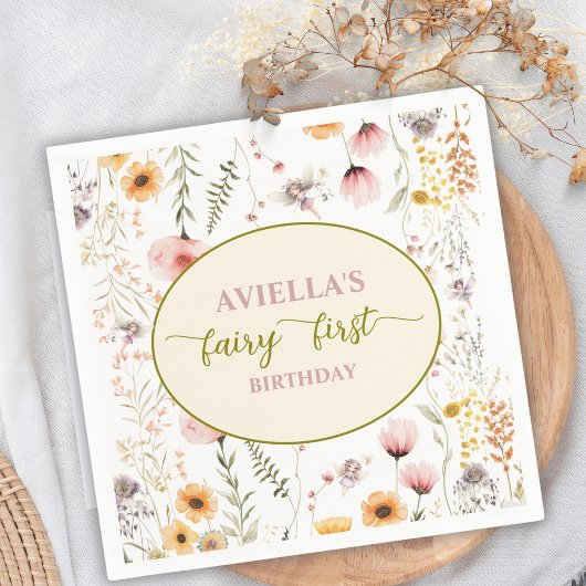 ファンタジーフェアリー最初のワイルドフラワーペーパーナプキン スタンダードカクテルナプキン