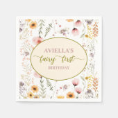 ファンタジーフェアリー最初のワイルドフラワーペーパーナプキン スタンダードカクテルナプキン (正面)