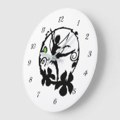 ファンタジーフェアリー踊り白黒シルエット ラージ壁時計 (傾斜)