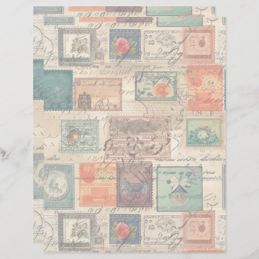 ファンタジーフェイク切手コラージュ6光 (正面/裏面)