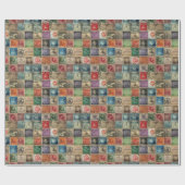 ファンタジーフェイク切手コラージュ7 ラッピングペーパー (フラット)