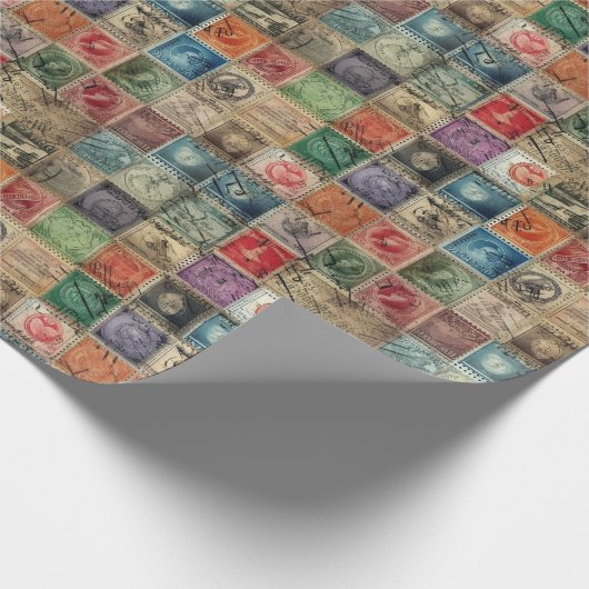 ファンタジーフェイク切手コラージュ7 ラッピングペーパー (角)