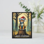 ファンタジーフォレストかわいいサンタベビータイガークリスマス ポストカード (スタンド正面)