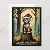 ファンタジーフォレストかわいいサンタベビータイガークリスマス ポストカード (正面/裏面)