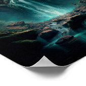 ファンタジーフォレストアート、神秘的な滝、魔法 ポスター (角)