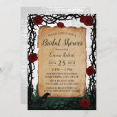 ファンタジーフォレストバラ&トーンブライダルシャワー 招待状 (正面/裏面)