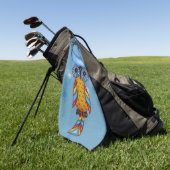 ファンタジーフクロウ大きな丸い目ブルーヘッドオンサークル ゴルフタオル (グリーン)