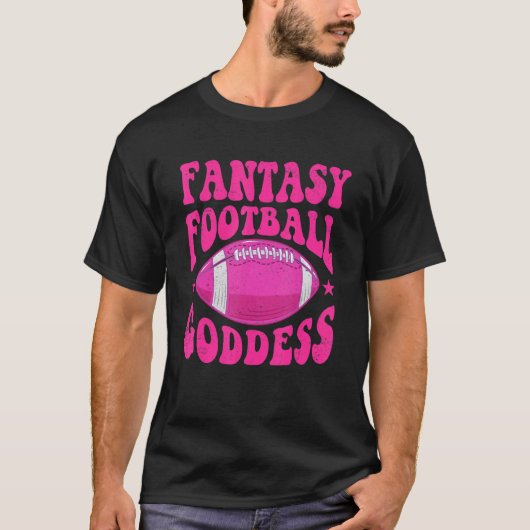 ファンタジーフットボール女神ウーマンキュート荷車を引くパーティー Tシャツ (正面)