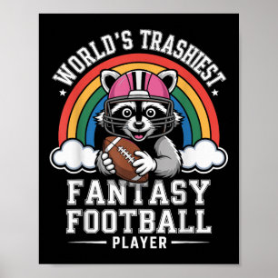 ファンタジーフットボール負け組トロフィー最下位おもしろアライグマ ポスター