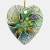 ファンタジーフラワーカラフル抽象芸術フラクタルハート セラミックオーナメント (右)