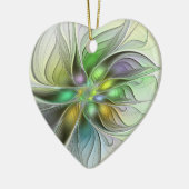 ファンタジーフラワーカラフル抽象芸術フラクタルハート セラミックオーナメント (左)