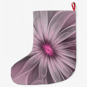 ファンタジーフラワー抽象芸術プラムフローラフラクタル名 ラージクリスマスストッキング (裏面)