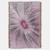 ファンタジーフラワー抽象芸術プラムフローラフラクタル・アート スローブランケット (正面縦)