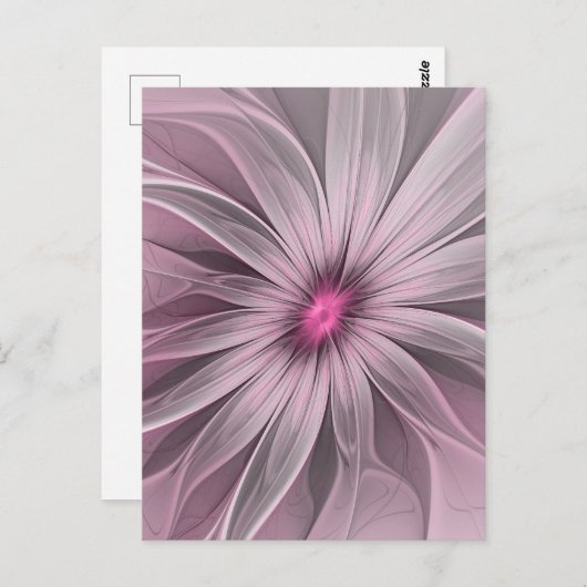 ファンタジーフラワー抽象芸術プラムフローラフラクタル・アート ポストカード (正面/裏面)