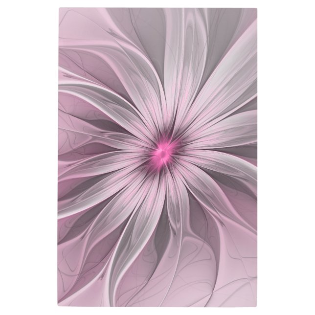 ファンタジーフラワー抽象芸術プラムフローラフラクタル・アート メタルプリント (正面)