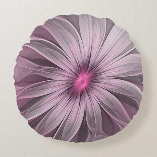 ファンタジーフラワー抽象芸術プラムフローラフラクタル・アート ラウンドクッション (正面)