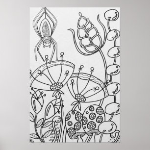 ファンタジーフラワー、スパイダーカラーリングポスター16" x24" ポスター