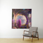 ファンタジーフローラコートヤードピンクツリー タペストリー (インサイチュ(横))