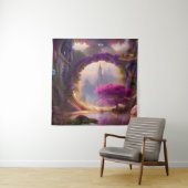 ファンタジーフローラコートヤードピンクツリー タペストリー (インサイチュ)