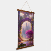 ファンタジーフローラコートヤードピンクツリー 吊り下げ型タペストリー (傾斜あり)