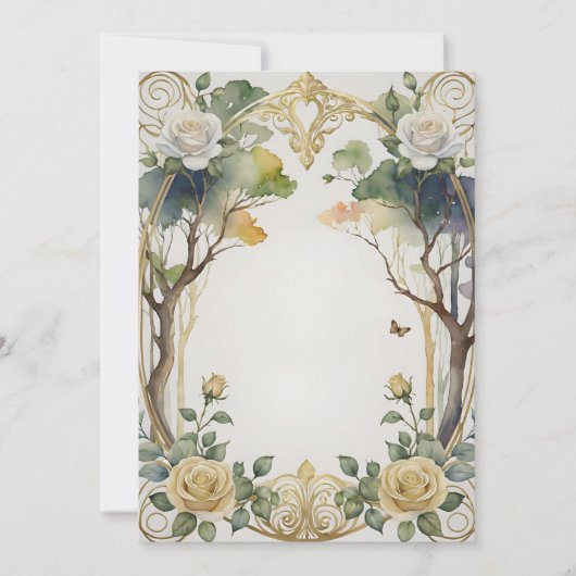 ファンタジーフローラフレーム植物結婚の 招待状 (正面)