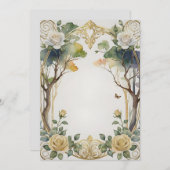 ファンタジーフローラフレーム植物結婚の 招待状 (正面/裏面)