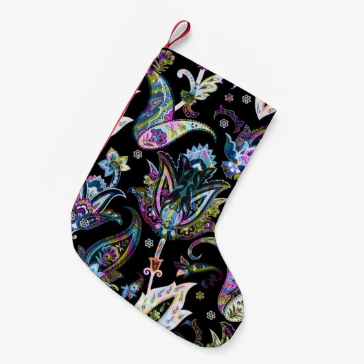 ファンタジーフローラペイズリー:シームレスなオーナメント スモールクリスマスストッキング (正面 (吊り時))