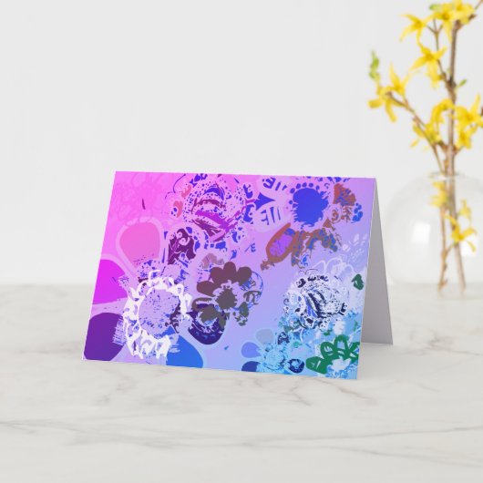 ファンタジーフローラ手書きグラフィック カード (黄色い花)