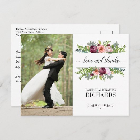 ファンタジーフローラ結婚の写真ありがとう ポストカード (正面/裏面)