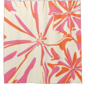 ファンタジーフローラ – ピンク、オレンジ、クリーム シャワーカーテン (正面)