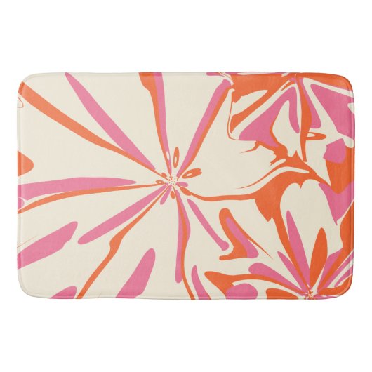 ファンタジーフローラ – ピンク、オレンジ、クリーム バスマット (正面)