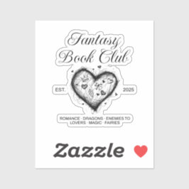 ファンタジーブッククラブタイポグラフィ&ハートドードルスケッチ シール
