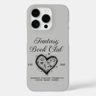 ファンタジーブッククラブタイポグラフィ&ハートドードルスケッチ iPhone 16 PROケース